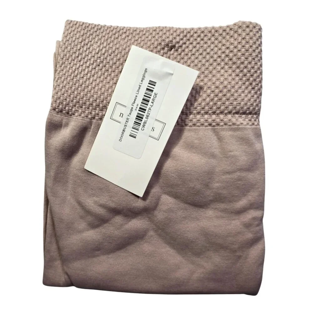 Ninexis Fleece Leggings Womens Large Taupe High-Waisted Textured Yoga New Tags - Picture 3 of 9